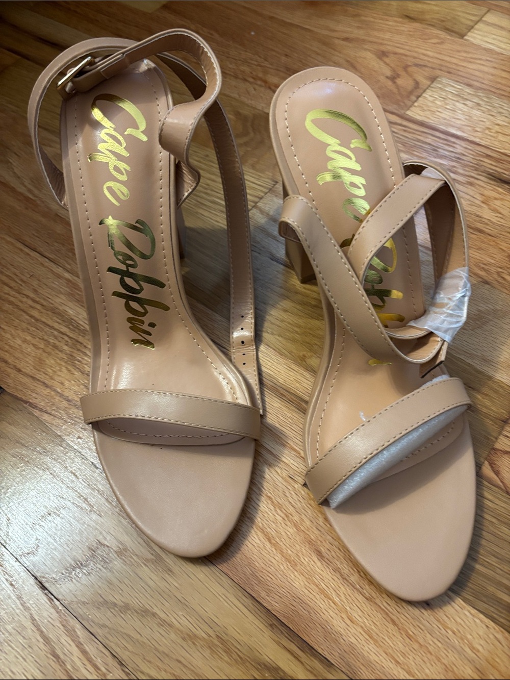 Cape Robbin Beige Strappy Block Heel Sandals